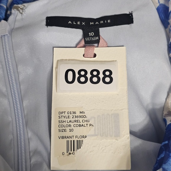 Alex Marie Dress 10/Medium Blue Knee-Lenght Long Sleeves Faux Wrap Belt 0888 - Picture 8 of 8